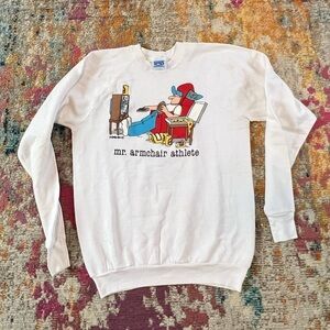 Vintage 1980s Mr. Armchair Athlete Funny Humor Graphic Crewneck 80s Sweatshirt